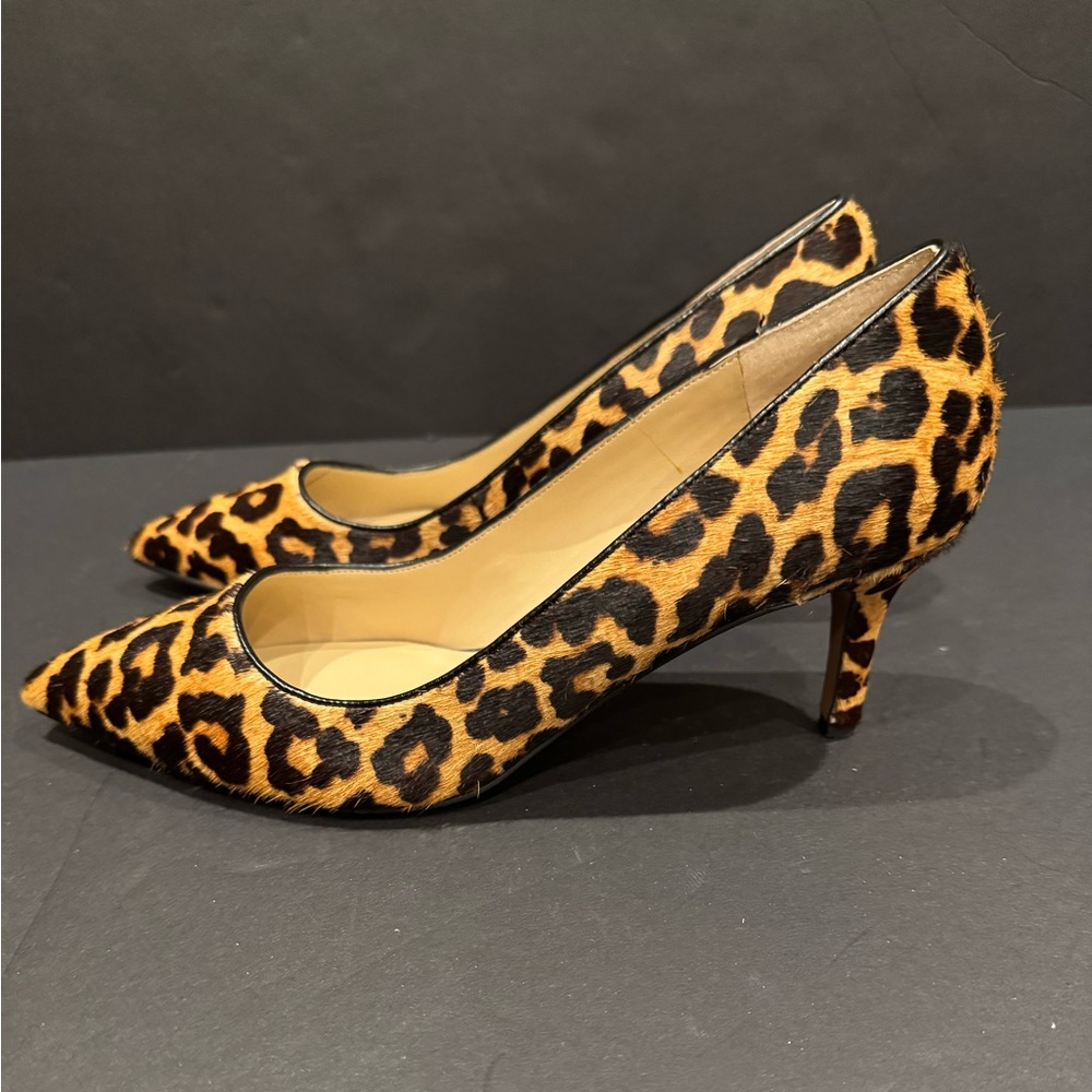 Franco Sarto Leopard Leather Print Heels . Size 9.5